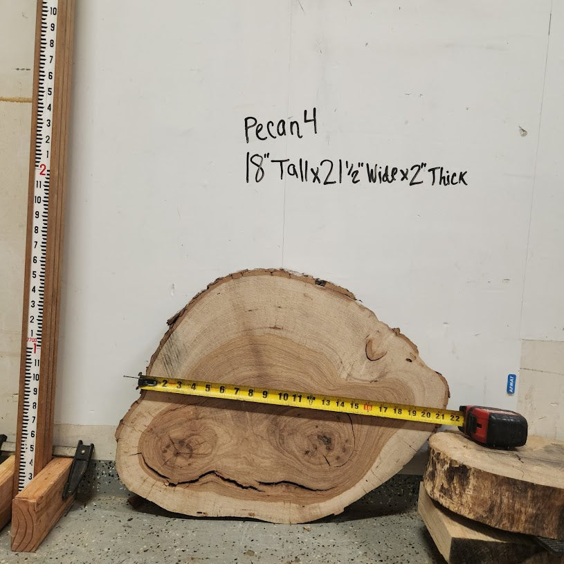 Front view of Pecan cross section with length and width measurement, sourced in DFW