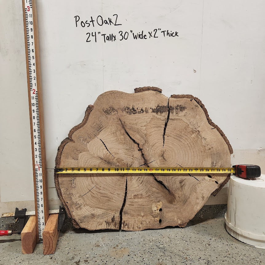 Front view of Post Oak cross section with length and width measurement, sourced in DFW
