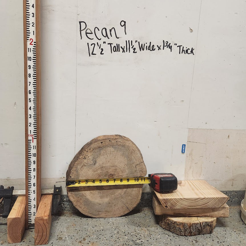 Front view of Pecan cross section with length and width measurement, sourced in DFW