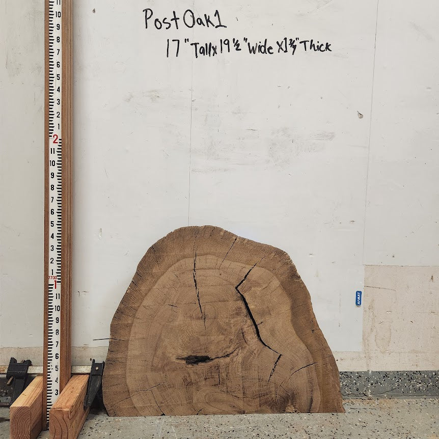 Front view of Post Oak cross section with length measurement, sourced in DFW