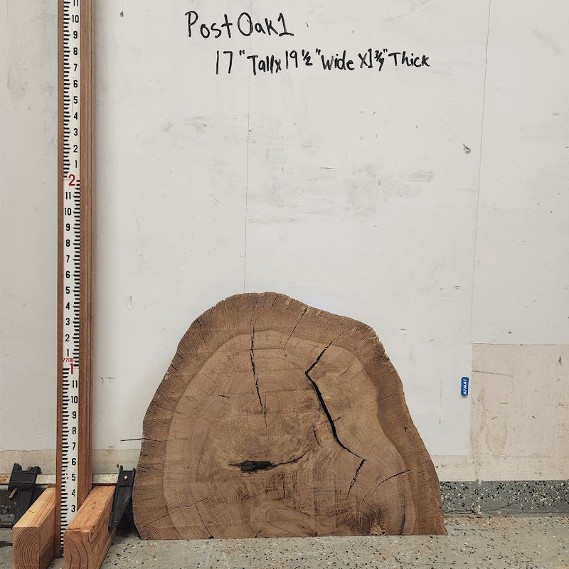 Front view of Post Oak cross section with length measurement, sourced in DFW